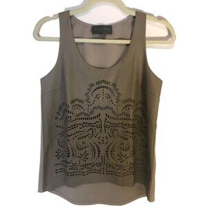 Anthropologie Sunday in Brooklyn Shirt Women's Taupe Tan Vegan Leather Size XS